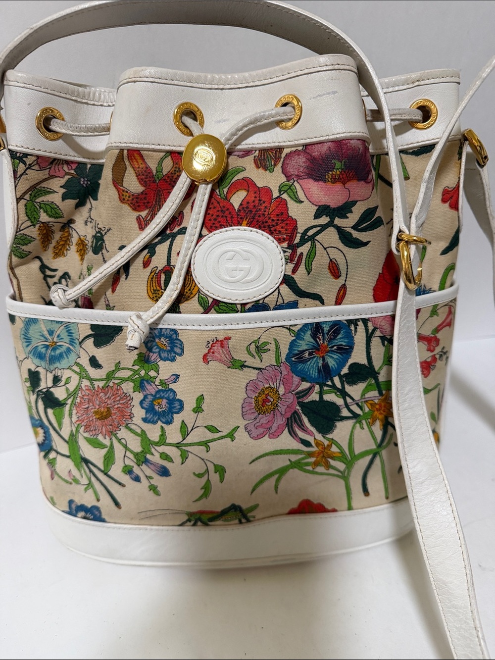 Vintage Gucci white/ Cream Flora bucket - Picture 6 of 16